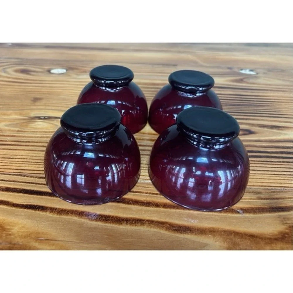 4-PC Vintage Royal Ruby‎ Red Bowls Romantic Love Dining